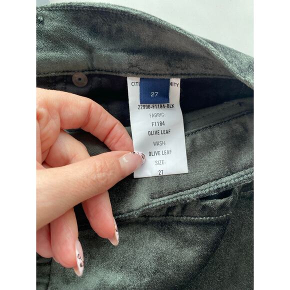 New Citizens of Humanity Delfina Straight Velvet Denim in Olive Leaf Size 27 - Picture 3 of 5